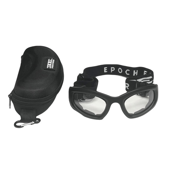 new Epoch Eyewear ☀︎︎ Foam Backed Goggles ☀︎︎ Black Clear Lens ☀︎︎Logo Zip Case - Picture 5 of 17